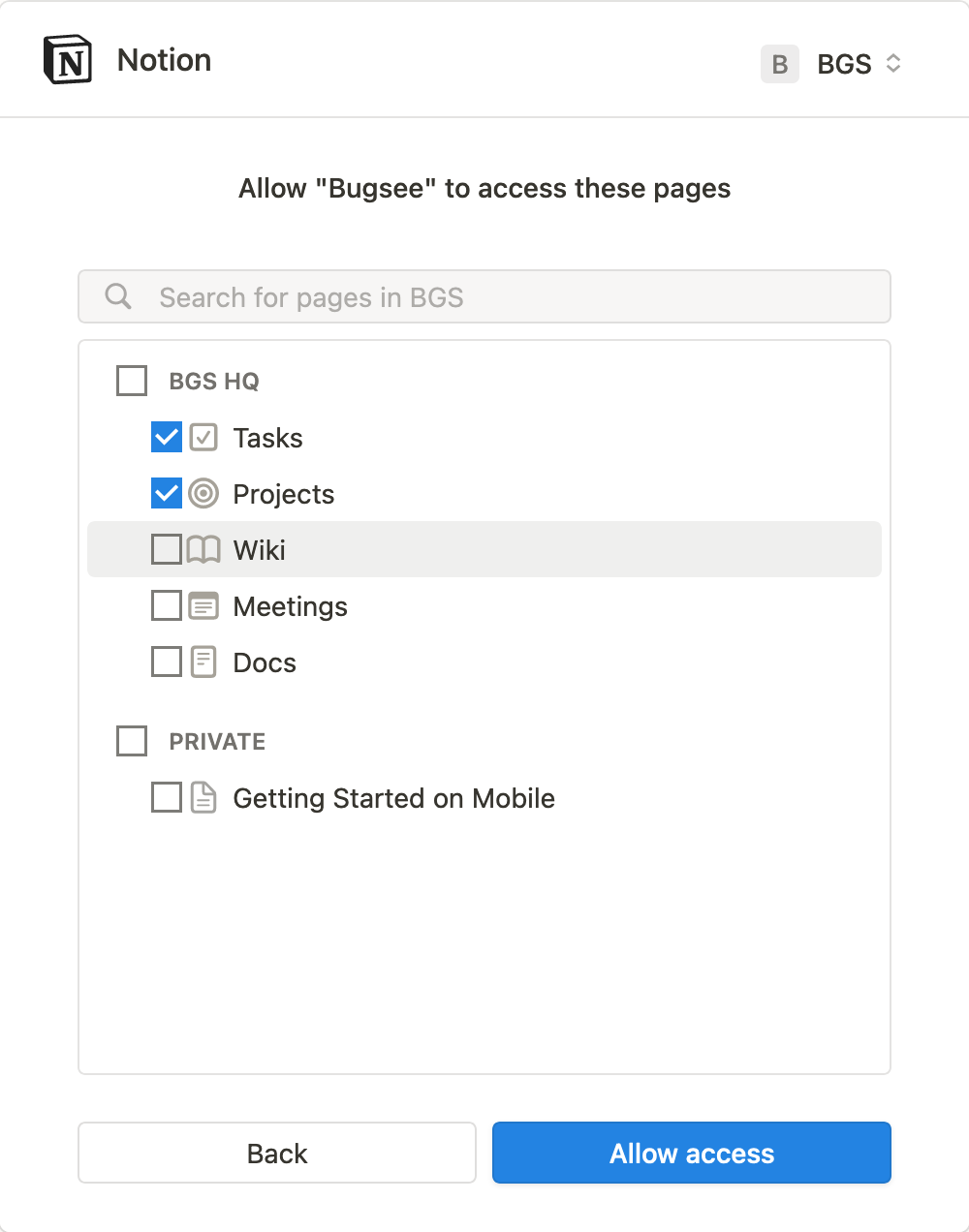 OAuth Grant: Select databases