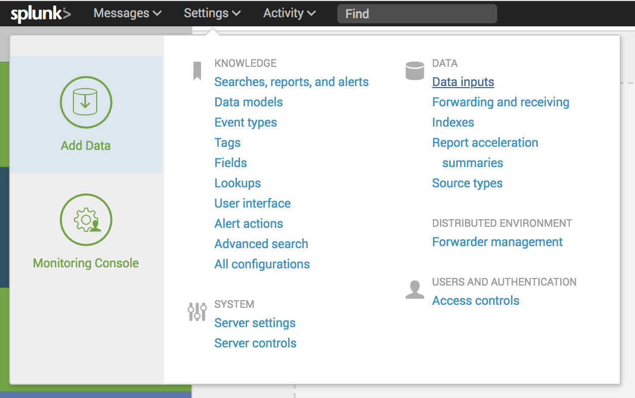 Splunk settings