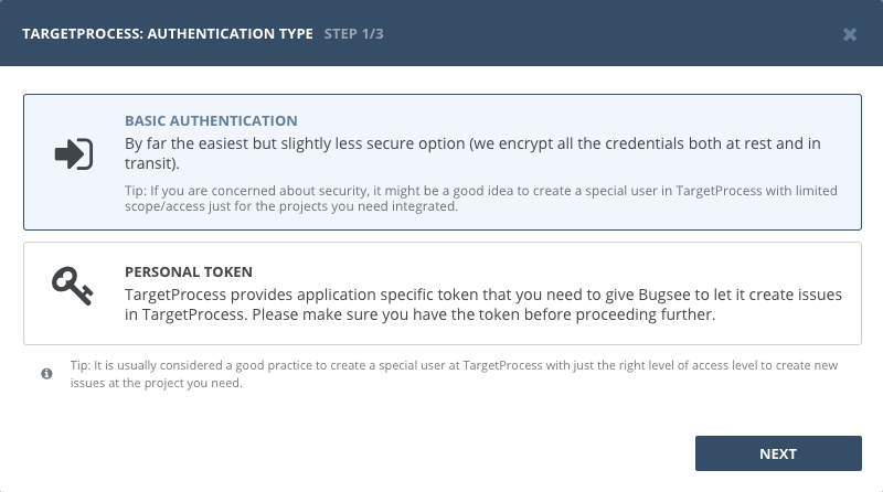 Select basic authentication