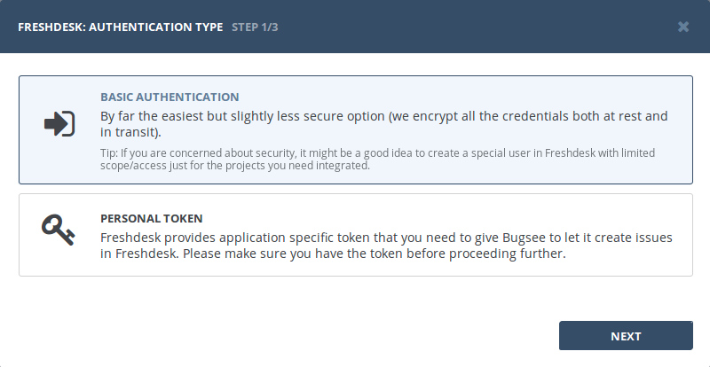 Select basic authentication