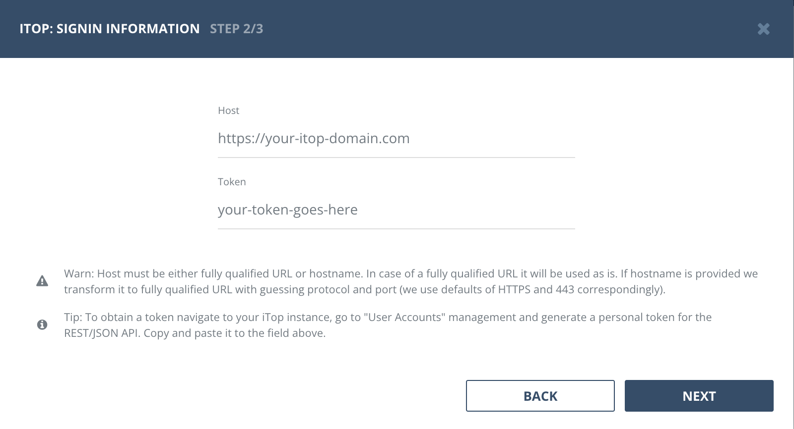 Paste personal token
