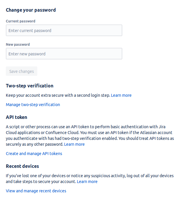Atlassian account settings