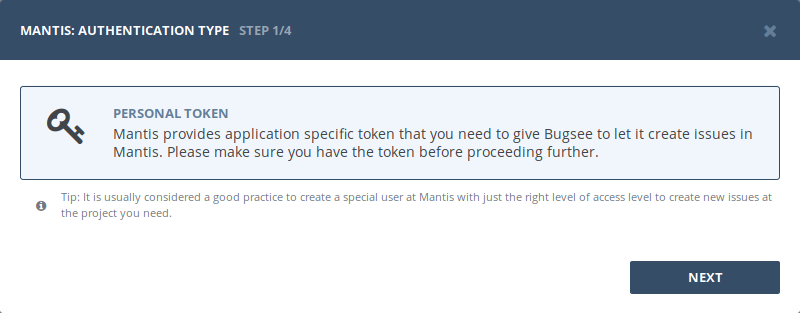 Select personal token