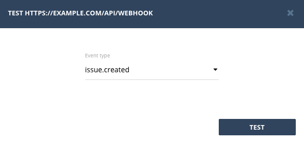 Test webhook dialog